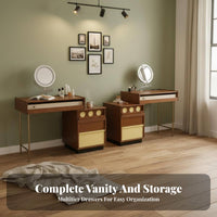 Retractable Vanity Set Space-Saving Dressing Table Multi-Functional Corner-Fit for Walk-in Closet