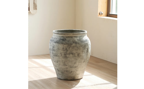 Distressed Floor-Standing Planter Pot Rustic Planter with Drainage Hole Weatherproof Weather-Resistant for Lobby, Office