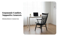 Curvedspine Support Wooden Armchair Full Wood Construction Dining Chair Integrated Armrests Ergonomic Comfort for Living Room