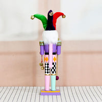 38cm Colorful Clown Nutcracker Wooden Decorative Figurine Christmas Ornament