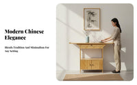 Chinese design Design Narrow Two-Drawer Entryway Table Slim silhouette Narrow Console Table with Drawers Elegant Aesthetics Household Furniture Multi-Purpose for Religious Individuals, Interior Decorators, Hallway, Prayer Corner, Living Room, Office