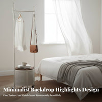 Rolling Clothes Rack with Hamper Faux Rattan Weave for Bathroom, Students