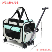 Foldable Breathable Cat Carrier Bag with Trolley for Travel and Car Use