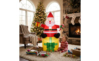 Santa Father Christmas with Candy Cane Inflate Inflatable Santa with Candy Cane Yard Decoration Festive Lighted for Homeowners