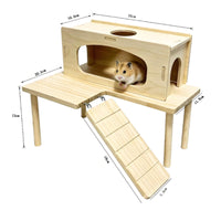 Wooden Hamster House Hamster Platform House Gnaw-Safe Safe for Pet Habitat