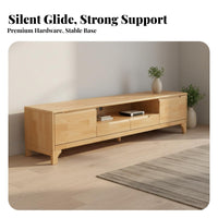 Solid Wood TV Cabinet Fully Assembled Wooden Storage Console Cable Management Modern Entertainment Center for Small Apartment Owners, Bedroom