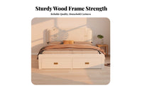 sturdy Wood Construction Storage foundation Bed continental design Design Storage Bed Frame Space-Saving Bedroom Furniture With Headboard for Small Apartment Dwellers, pairs, Homeowners, Guest Room, Home