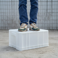 Stackable Heavy-Duty Plastic Storage Bin with Lid for Industrial Warehouse Parts Organization