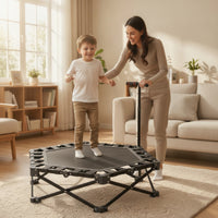 Foldable Fitness Trampoline with Handle Adjustable Folding Trampoline with Handlebar Anti-Slip Rebounder with Handle Waterproof for Apartment