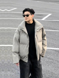 美式高街短款羽绒棉服男冬季穿搭一整套装高级感廓形PU皮棉袄外套