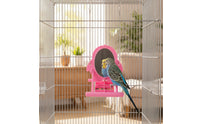 Compact Bird Mirror with Perch and Slow Feeder Rounded Parrot Mirror with Feeder Shatterproof Interactive Bird Toy Sturdy for Budgies