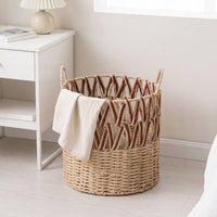 Rattan Storage Basket Handwoven Storage Basket with Handles Breathable for Home Organization