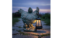 Chicken Lantern Statue Resin Solar Chicken Statue Hand Painted for Villa, Patio