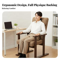Cushioned Wooden Accent Chair Relaxed Recline Armchair Includes Headrest Pillow