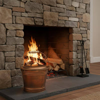 Vintage Copper Ash Can Sturdy Iron Construction for Fireside, Hearth