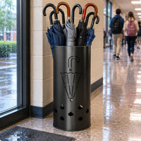 Metal Umbrella Stand Freestanding Cylindrical Umbrella Stand Teardrop Openings