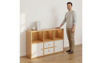 Solid Wood Core Floor Standing Bookshelf Deepened Shelves Freestanding Display Shelf Stable Splayed Legs Modular Cube Organizer Modular Combination for Entryway