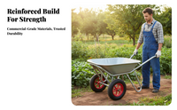 Duty Garden Cart with Tyres, Steel Frame Hand Cart for Construction, Large Capacity Outdoor Trolley for Waste Removal and Garden Projects
