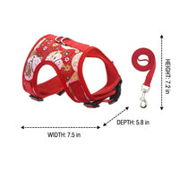 Cat Vest Harness and Leash Set, Polyester Walking Gear with Non-Retractable Harness Leash, Outdoor Chinese New Year Cat Supplies for M L Sizes