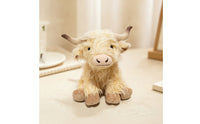 Highland Cow Stuffed Animal with Long Horns Shaggy Highland Cow Stuffed Animal Doll Soft Realistic for Children, Bookshelf