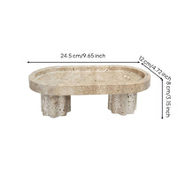Travertine Tray Decorative Stone Tray with Pedestals Speckled for Coffee Table