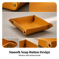 Shallow Dish Foldable Leather Tray PU Leather Tray Raised Sides for Desktop