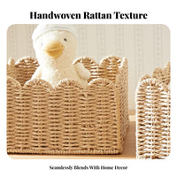 Rectangular Woven Basket Multi-Purpose Household Storage Decorative for Students