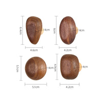 4 Pieces Wooden Wall Hook Natural Pebble Wall Hook Rustic for Closet