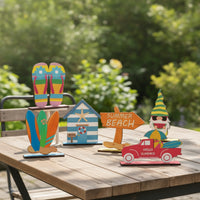 6 Pieces Beach Ornaments Coastal Table Centerpiece with Base Multicolor