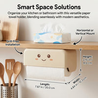 Paper Dispenser and Wall Mount Holder for Bathroom Tissue, Rectangular Washroom or Countertop Storage, Towel for Kitchen