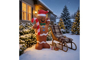 Christmas Inflatable Gingerbread Man with Santa Hat Outdoor Inflatable Gingerbread Man with Candy Cane Holiday Festive