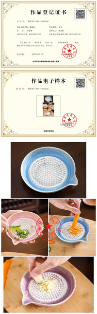 跨境姜蒜磨泥器陶瓷研磨盘子手动磨蒜盘厨房捣蒜泥神器水果打泥器