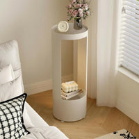 Cylindrical Lighted Accent Table LED Lighting Nightstand Raised Anti-Drop Rim