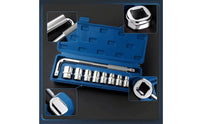 10 Pieces Ratchet Socket Tool Set with Case Chrome-Finished Socket Wrench Set Textured Gripping Tools for Cyclists, Mechanics, Roadside Repair