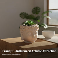 Buddha Head Planter Creative Design Resin Head Plant Pot Tranquil Face Flower Pot With Drainage Hole Home Decoration for Balcony