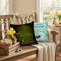 Easter Bunny Throw Pillow Case Soft Decorative Cushion Cover Seasonal Decor Printed Pillowcase for Home Stylists, Gift Donors, Sofa, Couch, Armchair
