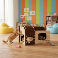 Cat House with Scratcher Two-in-oneUse Cat Hideaway with Scratching Board Indoor