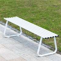 Slatted Backrest Bench Outdoor Furniture Sturdy Backless Bench Weather-resistant Seating Reinforced Galvanized Steel Construction Suitable for Homeowners Public Garden Visitors Patio Courtyard