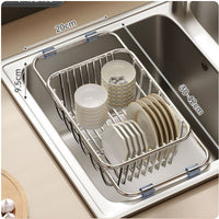 Adjustable Telescopic Sink Draining Basket Ventilated Telescopic Drain Basket Easy to Clean Expandable Dish Drying Rack Long-Lasting for Kitchen