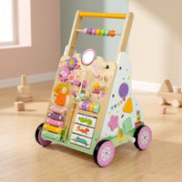 Wooden Push Activity Toy Sturdy Wooden Infant Activity Toy with Wheels Interactive Learning Toy for Young Children, Infants, Playroom, Nursery