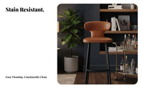 Upholstered Stool with Backrest Comfortable Bar Chair Easy Assembly for Lounge