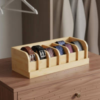 Belt Organizer Narrow Compartments Bamboo Drawer Organizer Open Top