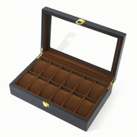 Clear Watch Display Box Matte Watch Organizer with Glass Lid Slim Storage Hinged for Collectors