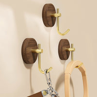 Walnut Garment Hanger Simple Installation Walnut Wood Hook Waterproof Heavy Duty Wall Peg for Renters, Bedroom