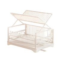 Dish Drain Rack with Tray Foldable 2-Tier Dish Rack, Space-Saving for Rv Kitchen