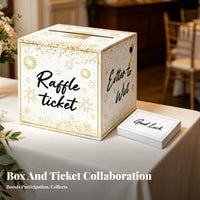 Gold Confetti Ticket Box Firework Print Raffle Ticket Box