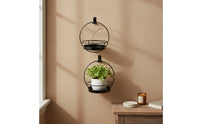2 Pieces Plant Rack with Guard Rail Iron Wall Planter Metal for Entryway, Patio