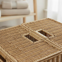 Rattan Storage Box Double Flipaccessible Woven Storage Bin Built-in Handles