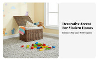 Woven Container with Lid Handwoven Household Storage Built-in Handles for Closet