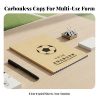 3-Part Copies Football Match Log Book Bilingual Soccer Scorebook Ruled Tables